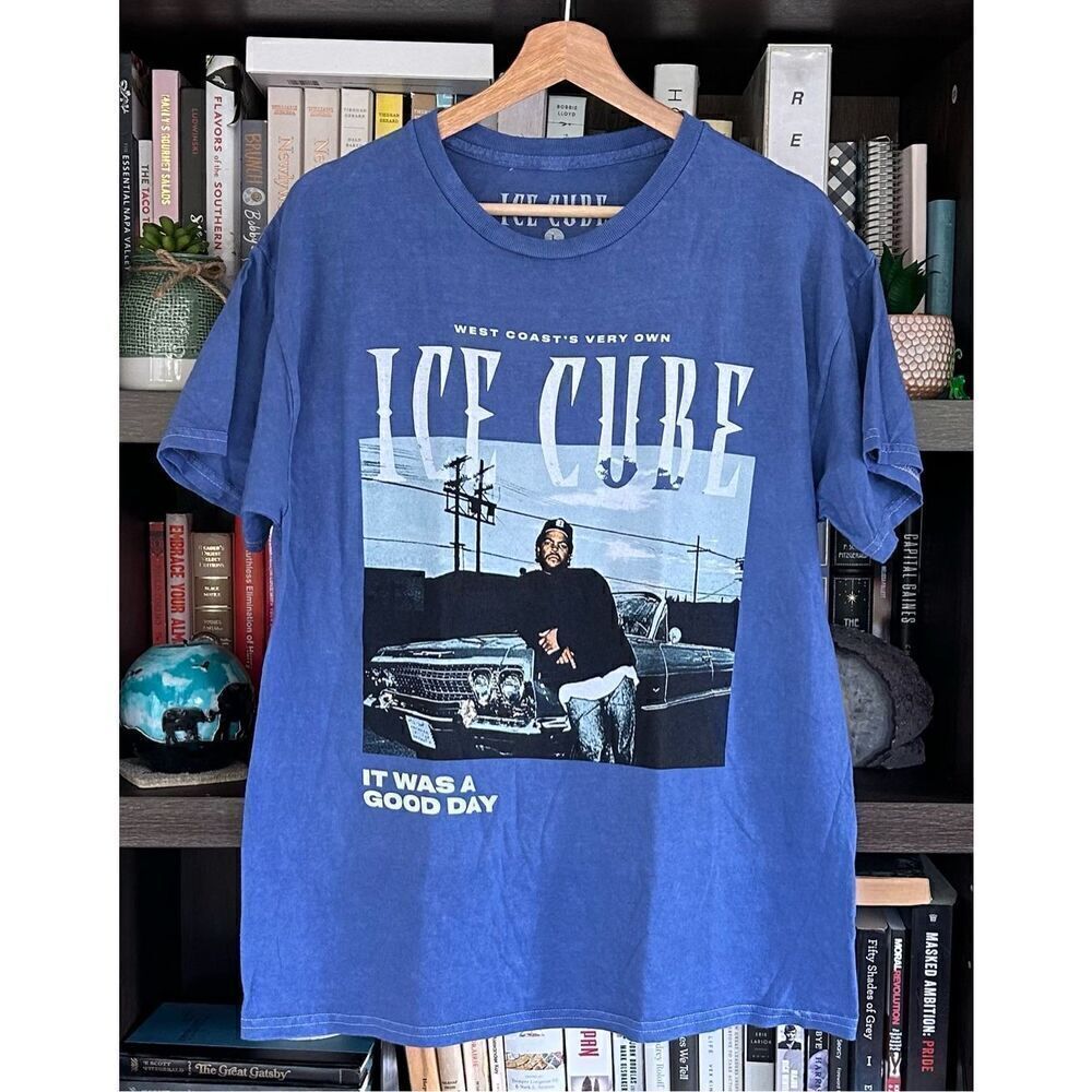 🐿️ NWOT Ice Cube Today Was A Good Day Mineral Blue Unisex Short Sleeve Tee Large